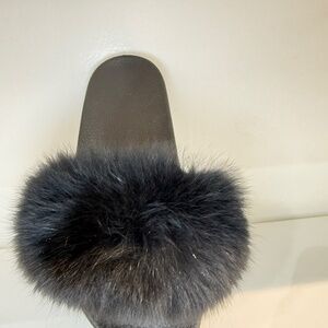 GOLDEN ROAD Women's Faux Fur Slides, Open Toe Cute Fur Slippers, Comfortable